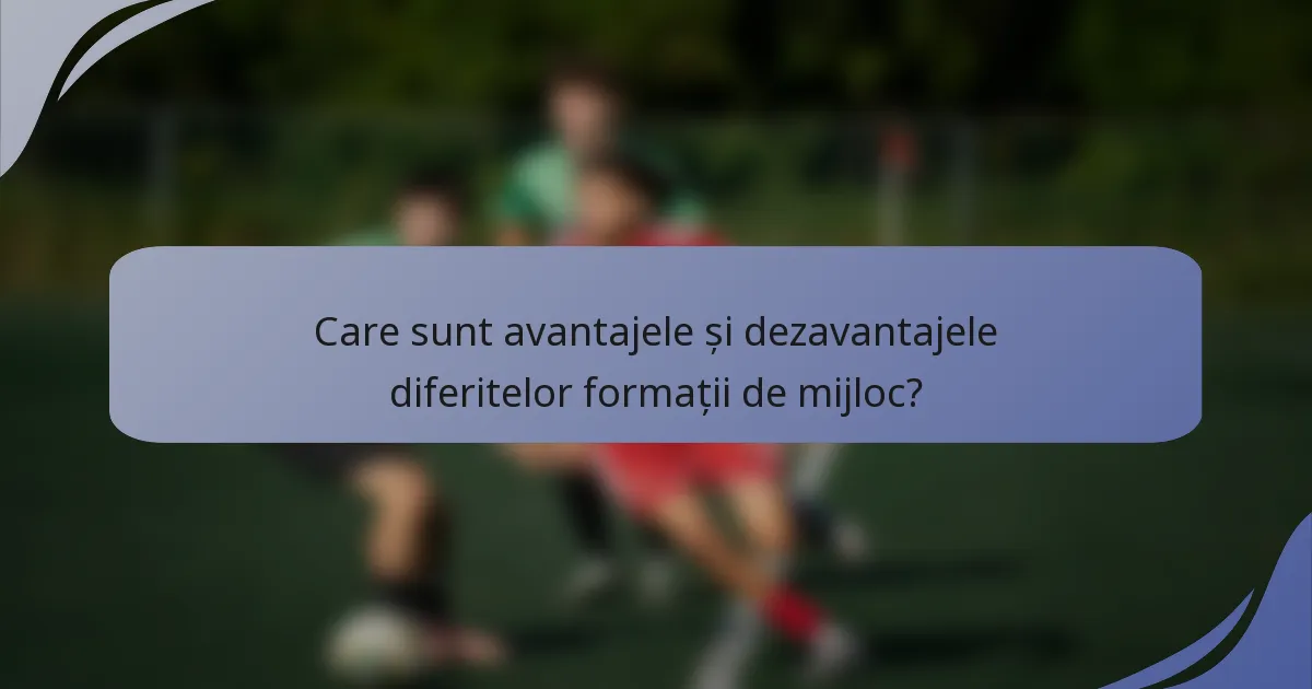 Care sunt avantajele și dezavantajele diferitelor formații de mijloc?