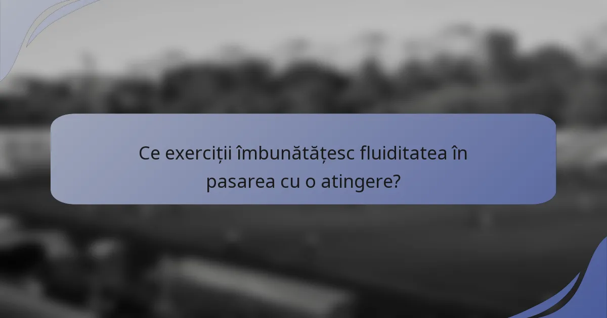 Ce exerciții îmbunătățesc fluiditatea în pasarea cu o atingere?