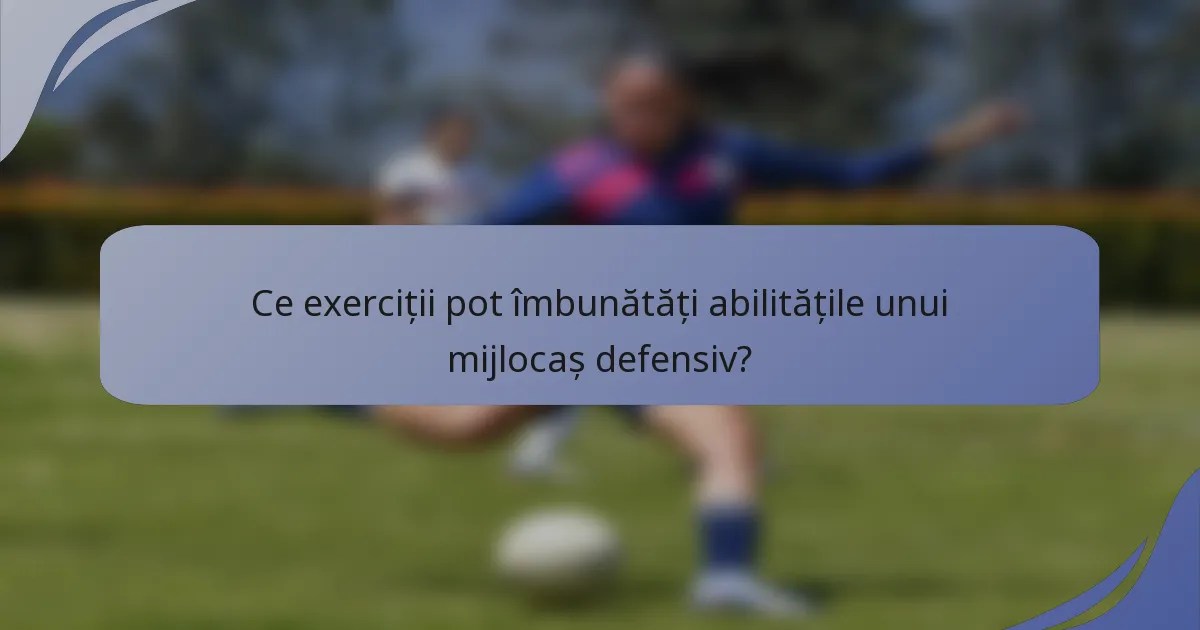 Ce exerciții pot îmbunătăți abilitățile unui mijlocaș defensiv?