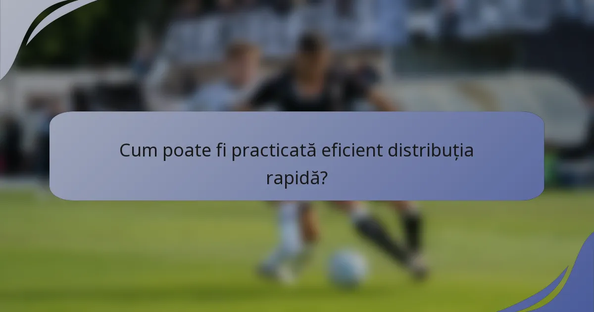 Cum poate fi practicată eficient distribuția rapidă?