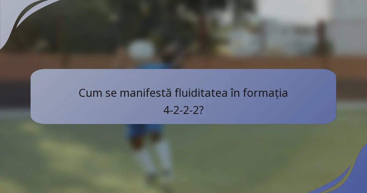 Cum se manifestă fluiditatea în formația 4-2-2-2?