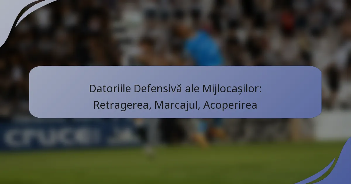 Datoriile Defensivă ale Mijlocașilor: Retragerea, Marcajul, Acoperirea
