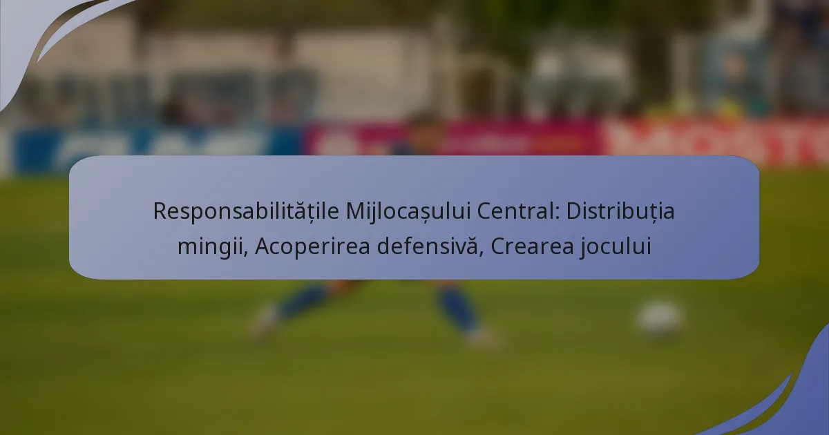 Responsabilitățile Mijlocașului Central: Distribuția mingii, Acoperirea defensivă, Crearea jocului