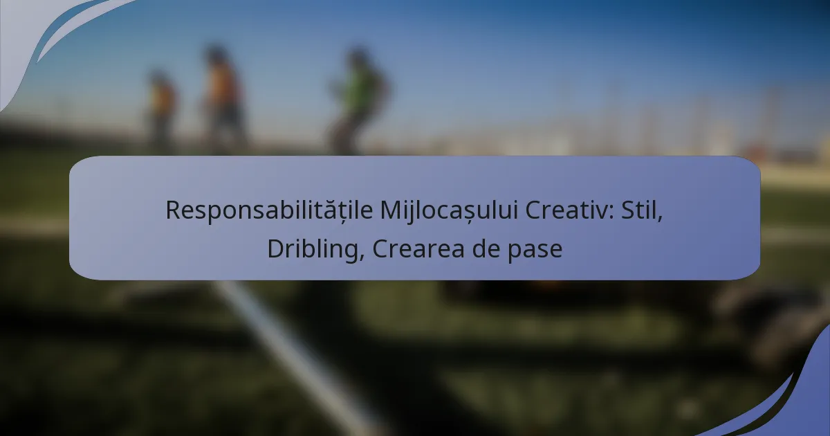 Responsabilitățile Mijlocașului Creativ: Stil, Dribling, Crearea de pase