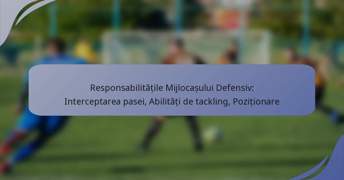 Responsabilitățile Mijlocașului Defensiv: Interceptarea pasei, Abilități de tackling, Poziționare