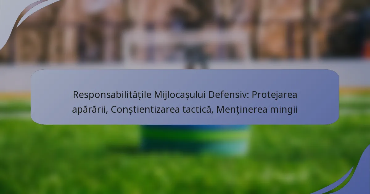 Responsabilitățile Mijlocașului Defensiv: Protejarea apărării, Conștientizarea tactică, Menținerea mingii