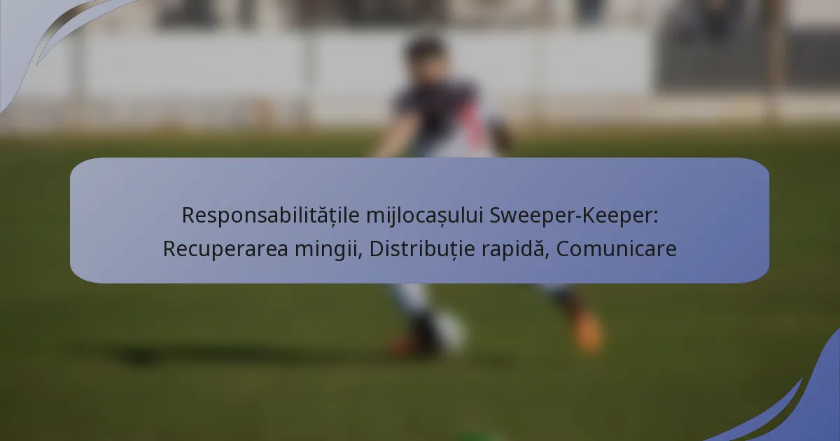 Responsabilitățile mijlocașului Sweeper-Keeper: Recuperarea mingii, Distribuție rapidă, Comunicare