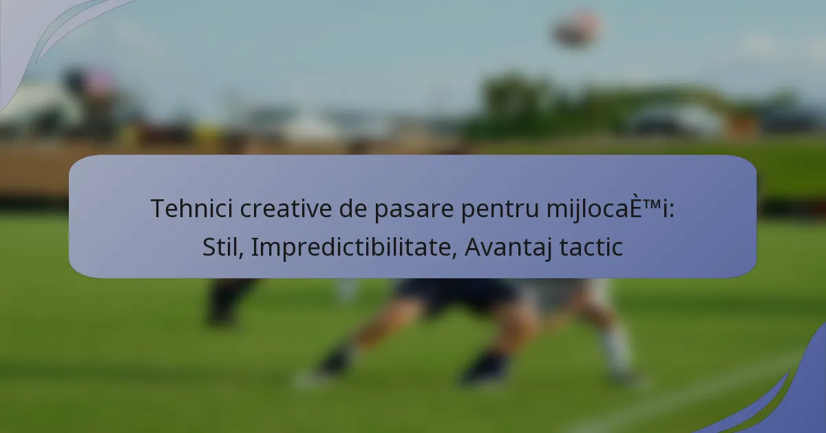 Tehnici creative de pasare pentru mijlocași: Stil, Impredictibilitate, Avantaj tactic