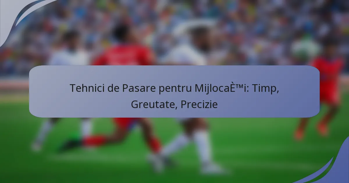 Tehnici de Pasare pentru Mijlocași: Timp, Greutate, Precizie