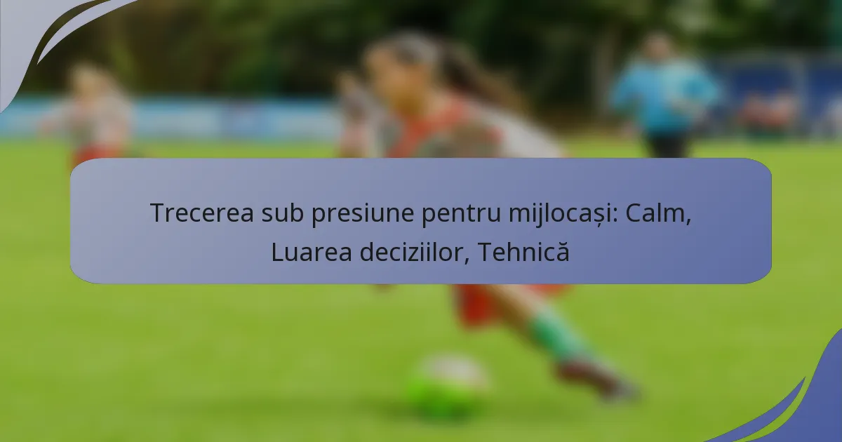 Trecerea sub presiune pentru mijlocași: Calm, Luarea deciziilor, Tehnică